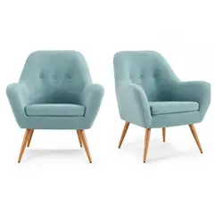 ROSEN - Kit 2 Poltronas Bartolo Pata Metálica Tela Denim