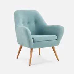 ROSEN - Poltrona Bartolo Pata Metálica Tela Denim Claro