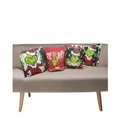 GENERICO - Set 4 Fundas Cojín Navidad 40x40cm Surtidas Grinch