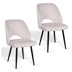 NOVAHUS - Pack 2 Sillas de Comedor Terciopelo Oval Beige