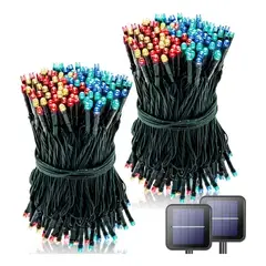 SUPERCENTER - Pack X2 Luces Guirnaldas Solares Navidad 100 Led 10 Metros Coloreado
