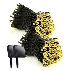 SUPERCENTER - Pack X2 Luces Guirnaldas Solares Navidad 100 Led 10 Metros Amarillo