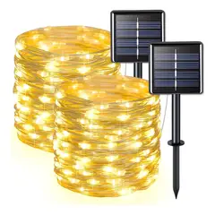 SUPERCENTER - Guirnalda Solar Alambre Hada Led Navideño Pack 2 X20m Cálida Amarillo