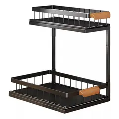 BAZUCA - Organizador Lavaplatos 2 Niveles Cocina Estante Uso Baño Color Negro