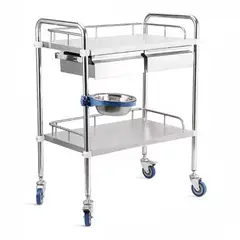 GLOMED - Carro Curación Acero Inox Dos Cajones Premium 84x44x66 Cm