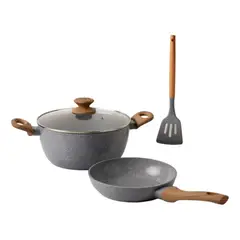 GENERICO - Bateria De Cocina 4 Piezas Antiadherente Ceramica Marmolada5