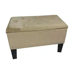 MUEBLES HVM - Banqueta Baúl Hvm Beige Felpa