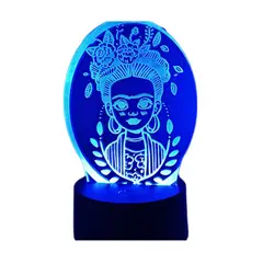 GENERICO - Lampara ilusión 3D Frida Kahlo De 7 Colores