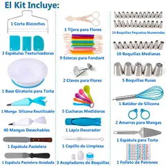 GENERICO - Kit Repostería Y Pastelería Boquillas Decoración 114 Pzas