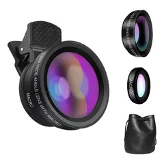 ATURE - Lente Para Celular Gran Angular + Macro Universal 045x 49uv Negro