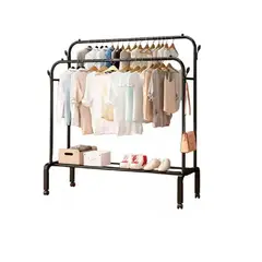 ANGELES DEL HOGAR - Perchero Exhibidor De Ropa Doble Barra Resistente 35 Kg