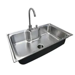 MODERN SPACE - Lavaplatos Riñon 80x50 Cm + Llave+ Rejilla + Dispensador
