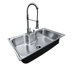 MODERN SPACE - Lavaplatos Riñon 80x50 Cm + Grifería + Rejilla + Dispensador