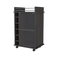 FMFURNITURE - Bar Bajo 6 Botelleros 1 Puerta De Vidrio Fm-009O - Cafe Oscuro