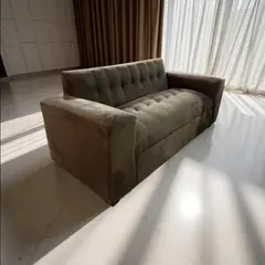 MUEBLES NEW - SOFA DOS CUERPOS CHOCOLATE FELPA.