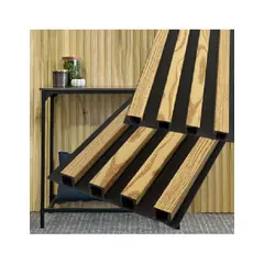 GENERICO - WPC Wall Panel Interior Clásico 10 piezas - Fondo Negro Arena
