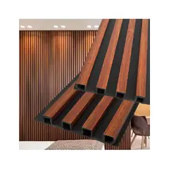 GENERICO - WPC Wall Panel Interior Clásico 10 piezas - Fondo Negro Caoba