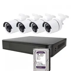 ARTIHOGAR - Kit Cctv 4 Cámaras 2 MP con Disco Duro 1 Terabyte 1080P