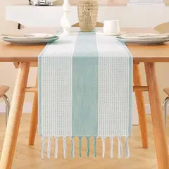 AZ AURAZEUS - Caminos De Mesa 183x33 Cm Lino Y Algodon Mantel Crochet Aura Zeus