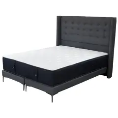 BLOCCARE - Cama Tradicional Super King + Colchon Premium + Respaldo + Patas 15 cm