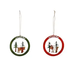 OEM - PACK 03 ADORNOS NAVIDAD PARA ARBOL REDONDO MADERA 20 CM