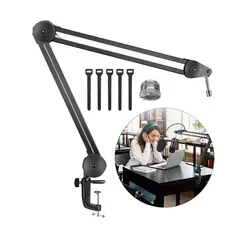GENERICO - Brazo Soporte Micrófono Pinza Flexible Pedestal Escritorio