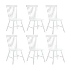 HABITA2 CHILE - Pack 6 Silla de Comedor Windsor de Madera Blanco