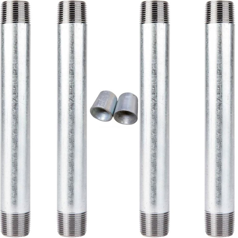 4 Tubos Galvanizado 3/4 1mt Hilo Ambos Extremos+coplas Union