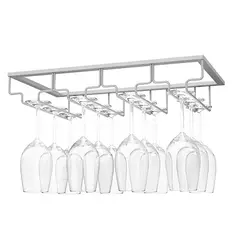 KUANGYE - Colgador De Copas Metal Cromado Bar Premium Organización Color blanco