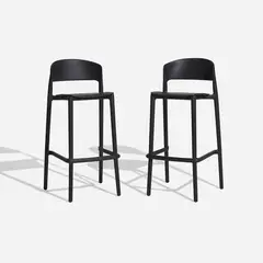 ROSEN - Set 2 Sillas Bar De Terraza Lombok Negro