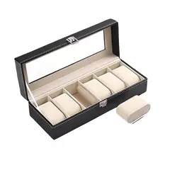 GENERICO - Caja Organizador Estuche Para 6 Relojes Joyas Ecocuero
