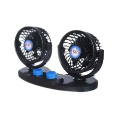 GENERICO - Ventilador Auto Doble Cabezal Para Auto 4 12V Con Rotacion