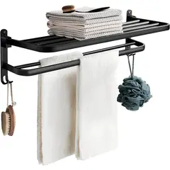 KUANGYE - Soporte Plegable De Pared Para Toallas Aluminio Con Gancho 50cm