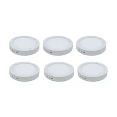 GENERICO - Pack 6 Focos Luz Led 18w Blanco Frío Redondo Sobrepuesto