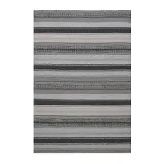 DECOGHAR - Alfombra Kelim Boho Stripes Con Antideslizante Gris/Negro 1,50 X 2,10 mts
