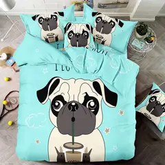 ANGELES DEL HOGAR - Cubrecama Quilt Verano 15 Plazas Perro Pug Azul