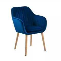 GENERICO - Sitial terciopelo patas de madera Murano - Azul