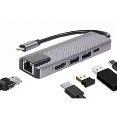 LINKON - Hub Adaptador Usb Tipo C 5 En 1 1000 Mbps Mac Windows