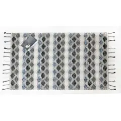 DECOGHAR - Alfombra Geométrica Azul con Flecos Artesanales 180 X 280 mts