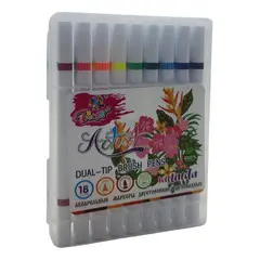 GENERICO - Set Marcadores Doble Punta 18 Lapices Plumones Watercolor
