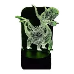 GENERICO - Lampara ilusión 3D Dragon De 7 Colores