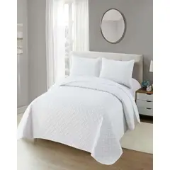 GENERICO - CUBRECAMA COLCHAS QUILT DE VERANO KING BLANCO