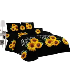 ANGELES DEL HOGAR - Cubrecama Quilt Verano 2 Plazas Girasoles Negro Mod 115