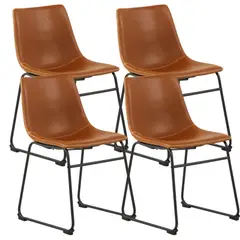 PANDALINO - Pack 4 Sillas Comedor Toscana - Eco Cuero Terracota - Diseño Elegante