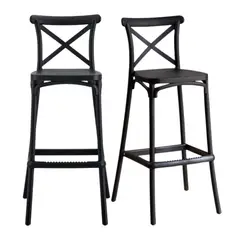 PANDALINO - Pack 2 Taburetes Crossback Negro 65 cm- Diseño Moderno y Cómodo