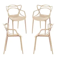 PANDALINO - Pack 4 Sillas Beige Masters - Ideal Terraza y Interior