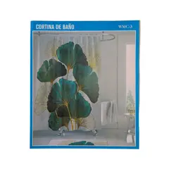 CHINITOWN - Cortina de Ducha Con Argollas Blanca Estampado