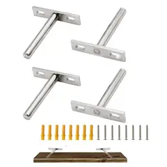 KUANGYE - Soporte Oculto Repisa Flotante 12,5cm 4 Piezas Inox