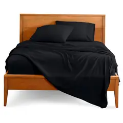GENERICO - Juego de sabanas algodon 800 hilos Negro Premium 2.5 Plazas + Fundas