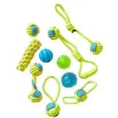 GENERICO - Set 10 Juguetes Mascotas Perro, Pelota Dental, Cuerda, Nudos